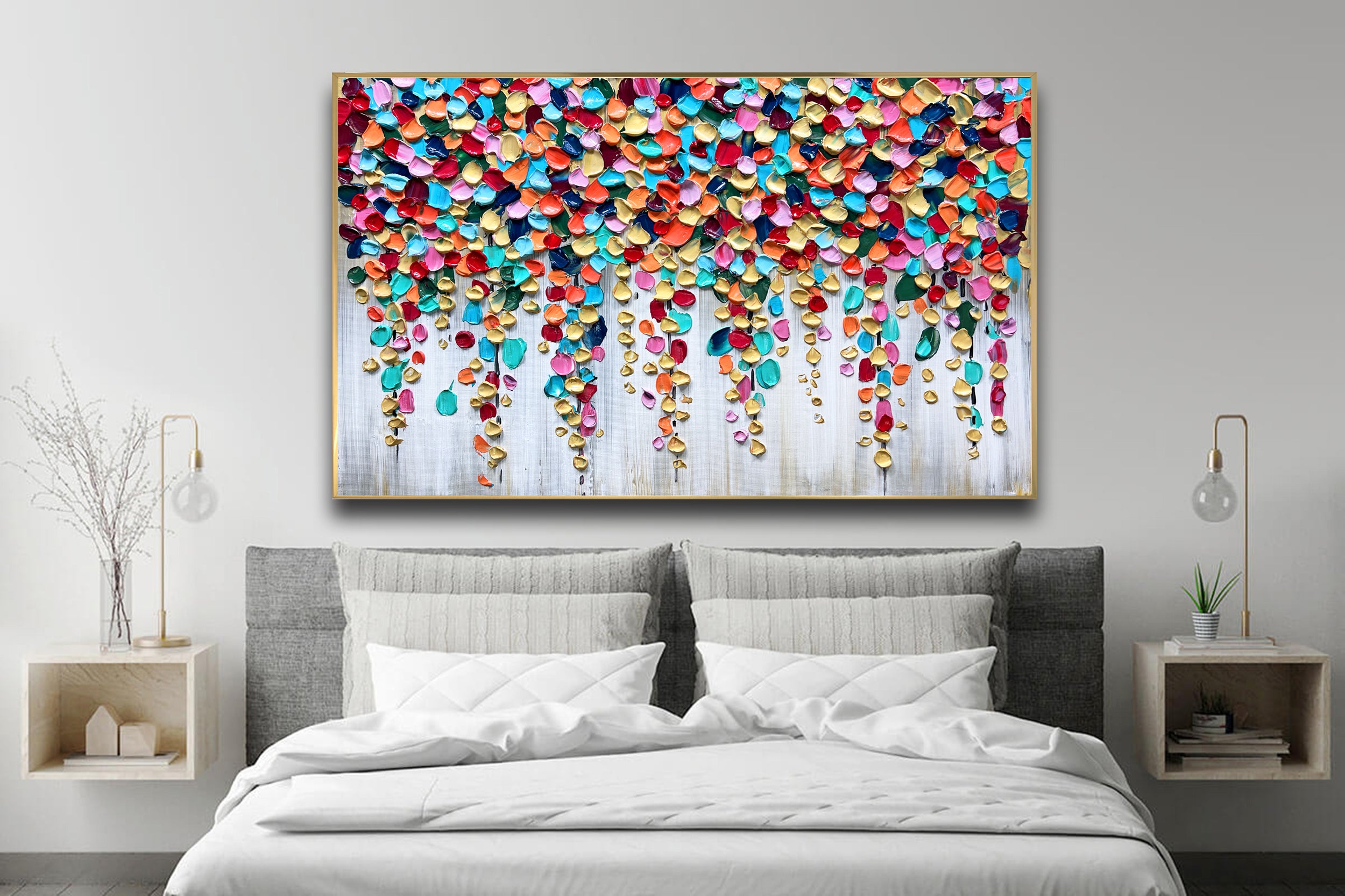 Multicolor Abstract Colored Petals Painting 3D Wall Art Fantasy