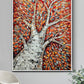 a painting of a tree with leaves on it