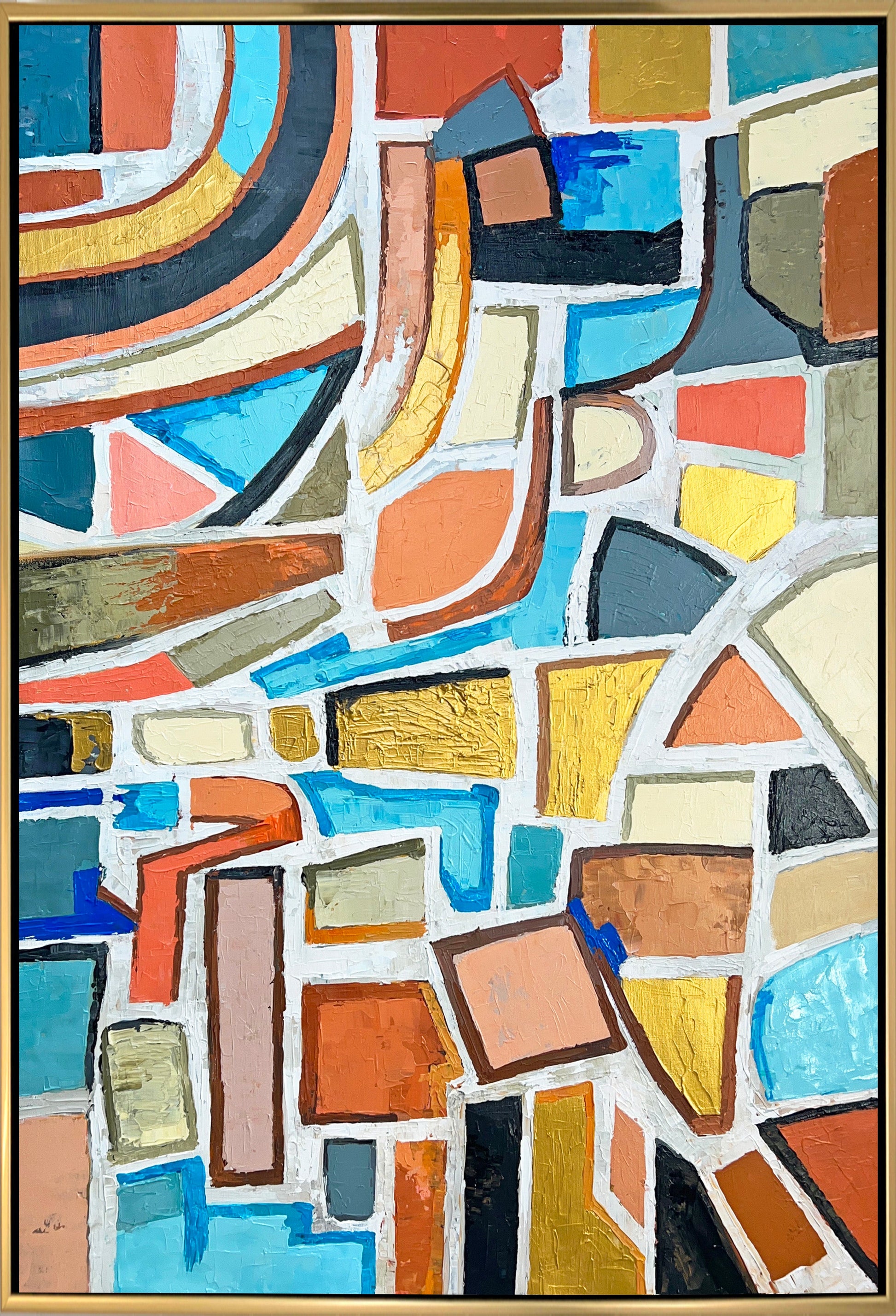 a painting of a multicolored abstract design