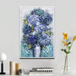 a painting of blue flowers in a vase